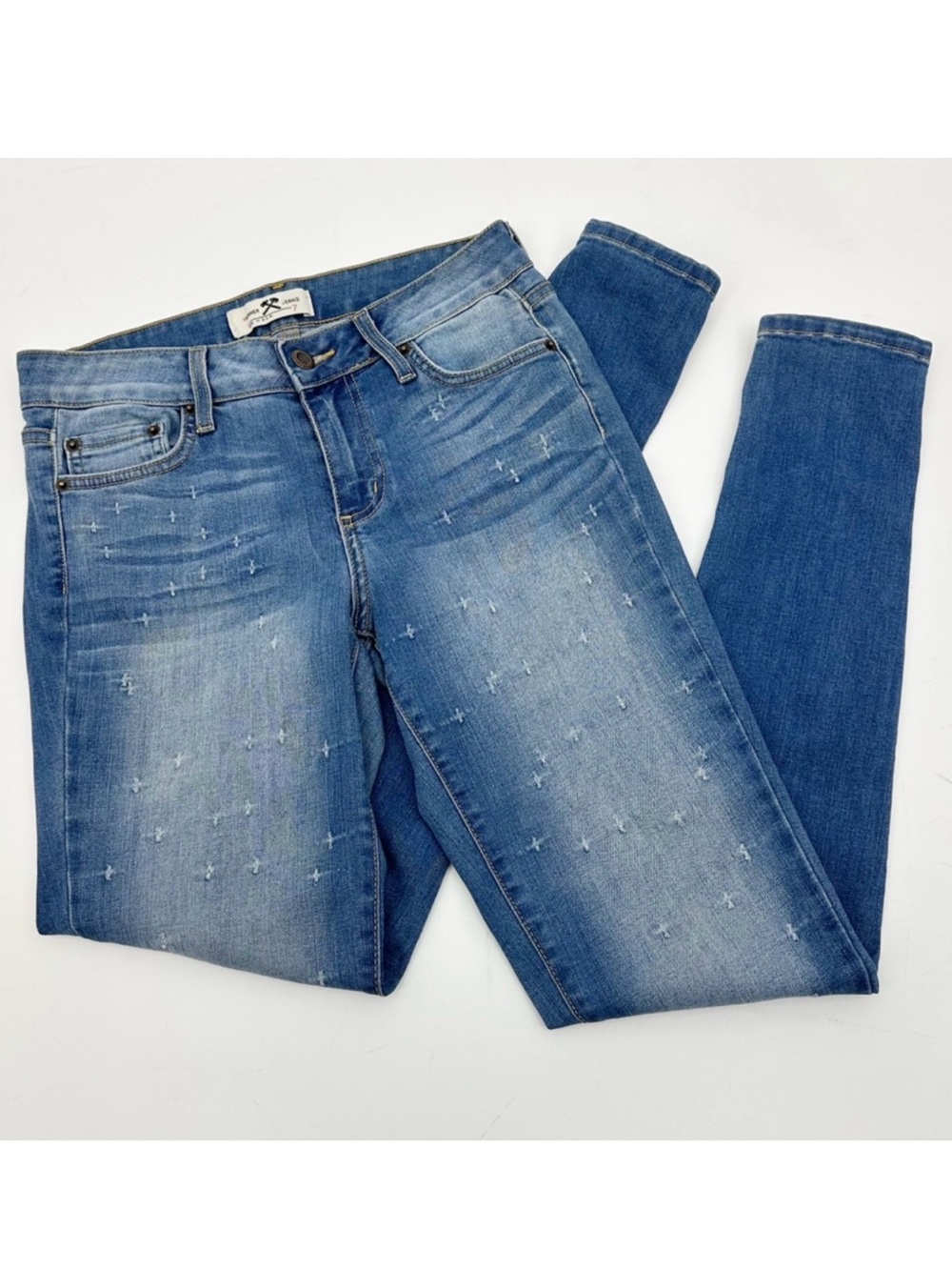 Hammer Jeans Women’s Light Wash Skinny Jeans – Subtle Distressed Pattern Size 7